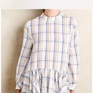 Maeve Plaid Long-Sleeve Peplum Top